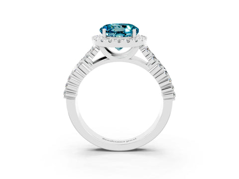 White gold Round Cut Halo Pavé Diamond Engagement Ring with Split Shank and Four-Prong Setting_3