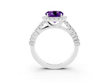 White gold Round Cut Halo Pavé Diamond Engagement Ring with Split Shank and Four-Prong Setting_3