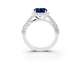 White gold Round Cut Halo Pavé Diamond Engagement Ring with Split Shank and Four-Prong Setting_3