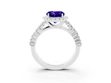 White gold Round Cut Halo Pavé Diamond Engagement Ring with Split Shank and Four-Prong Setting_3