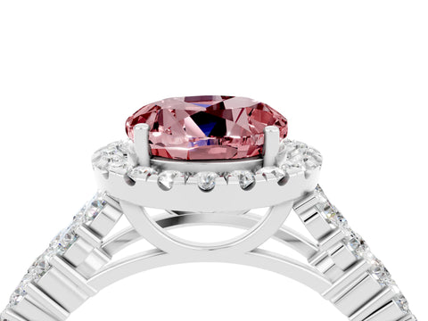 White gold Round Cut Halo Pavé Diamond Engagement Ring with Split Shank and Four-Prong Setting_4