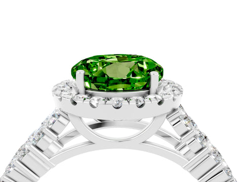 White gold Round Cut Halo Pavé Diamond Engagement Ring with Split Shank and Four-Prong Setting_4