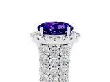 White gold Round Cut Halo Pavé Diamond Engagement Ring with Split Shank and Four-Prong Setting_5
