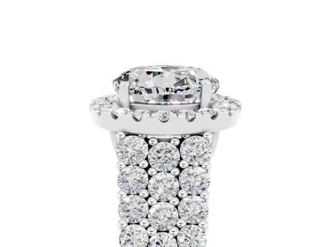 White gold Round Cut Halo Pavé Diamond Engagement Ring with Split Shank and Four-Prong Setting_5