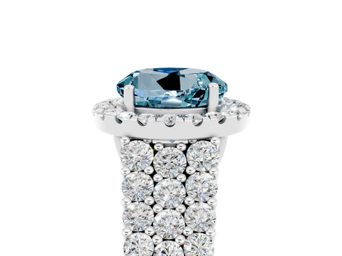 White gold Round Cut Halo Pavé Diamond Engagement Ring with Split Shank and Four-Prong Setting_5