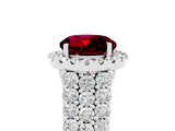 White gold Round Cut Halo Pavé Diamond Engagement Ring with Split Shank and Four-Prong Setting_5