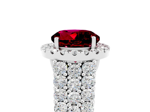 White gold Round Cut Halo Pavé Diamond Engagement Ring with Split Shank and Four-Prong Setting_5