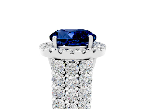 White gold Round Cut Halo Pavé Diamond Engagement Ring with Split Shank and Four-Prong Setting_5
