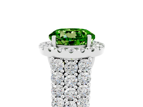White gold Round Cut Halo Pavé Diamond Engagement Ring with Split Shank and Four-Prong Setting_5