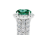 White gold Round Cut Halo Pavé Diamond Engagement Ring with Split Shank and Four-Prong Setting_5
