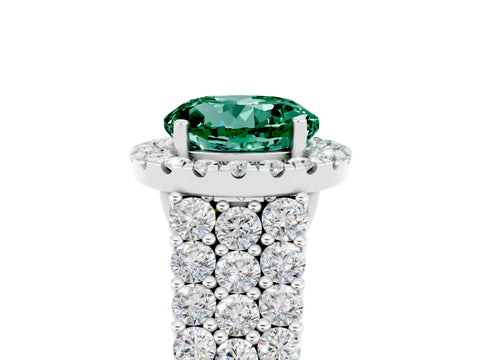 White gold Round Cut Halo Pavé Diamond Engagement Ring with Split Shank and Four-Prong Setting_5