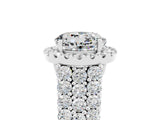 White gold Round Cut Halo Pavé Diamond Engagement Ring with Split Shank and Four-Prong Setting_5