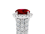 White gold Round Cut Halo Pavé Diamond Engagement Ring with Split Shank and Four-Prong Setting_5