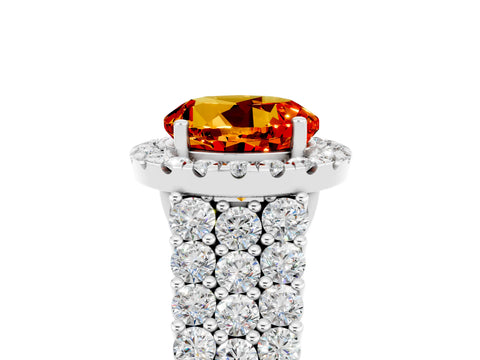 White gold Round Cut Halo Pavé Diamond Engagement Ring with Split Shank and Four-Prong Setting_5