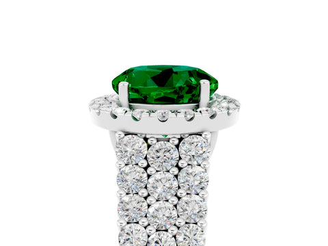 White gold Round Cut Halo Pavé Diamond Engagement Ring with Split Shank and Four-Prong Setting_5