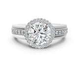 White gold Round Cut Halo Pave Band Four-Prong Ring_74