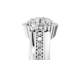White gold Round Cut Halo Pave Band Four-Prong Ring_79