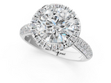 White gold Round Cut Halo Pave Band Four-Prong Setting Ring_34