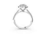 White gold Round Cut Halo Pave Band Four-Prong Setting Ring_36