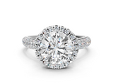 White gold Round Cut Halo Pave Band Four-Prong Setting Ring_37
