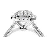 White gold Round Cut Halo Pave Band Four-Prong Setting Ring_41