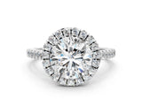 White gold Round Cut Halo Pave Diamond Engagement Ring with Four-Prong Setting_8