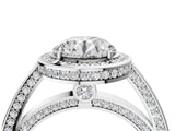 White gold Round Cut Halo Pave Split Shank Prong Setting Ring_48