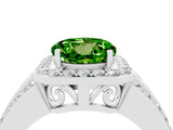 White gold Round Cut Halo Peridot Ring with Round  Split Shank and Prong Setting_16