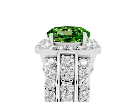 White gold Round Cut Halo Peridot Ring with Round  Split Shank and Prong Setting_17