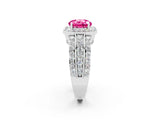 White gold Round Cut Halo Pink Sapphire Ring with Split Shank and Four-Prong Setting_26