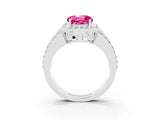 White gold Round Cut Halo Pink Sapphire Ring with Split Shank and Four-Prong Setting_27