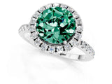 White gold Round Cut Halo Round Diamond Pavé Band Four-Prong Ring_1