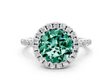 White gold Round Cut Halo Round Diamond Pavé Band Four-Prong Ring