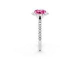 White gold Round Cut Halo Round Diamond Pavé Band Four-Prong Ring_2