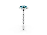 White gold Round Cut Halo Round Diamond Pavé Band Four-Prong Ring_2