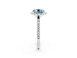 White gold Round Cut Halo Round Diamond Pavé Band Four-Prong Ring_2