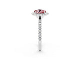 White gold Round Cut Halo Round Diamond Pavé Band Four-Prong Ring_2