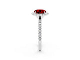 White gold Round Cut Halo Round Diamond Pavé Band Four-Prong Ring_2