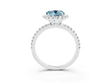 White gold Round Cut Halo Round Diamond Pavé Band Four-Prong Ring_3