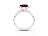 White gold Round Cut Halo Round Diamond Pavé Band Four-Prong Ring_3
