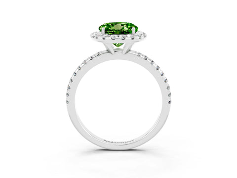 White gold Round Cut Halo Round Diamond Pavé Band Four-Prong Ring_3