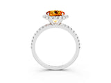 White gold Round Cut Halo Round Diamond Pavé Band Four-Prong Ring_3