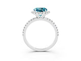 White gold Round Cut Halo Round Diamond Pavé Band Four-Prong Ring_3