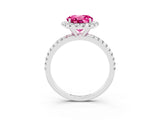 White gold Round Cut Halo Round Diamond Pavé Band Four-Prong Ring_3