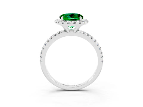White gold Round Cut Halo Round Diamond Pavé Band Four-Prong Ring_3