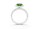 White gold Round Cut Halo Round Diamond Pavé Band Four-Prong Ring_3