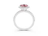 White gold Round Cut Halo Round Diamond Pavé Band Four-Prong Ring_3