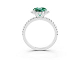 White gold Round Cut Halo Round Diamond Pavé Band Four-Prong Ring_3