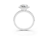 White gold Round Cut Halo Round Diamond Pavé Band Four-Prong Ring_3