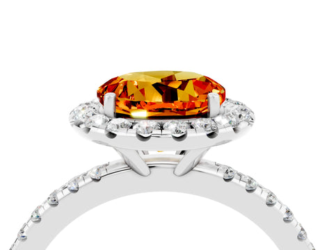 White gold Round Cut Halo Round Diamond Pavé Band Four-Prong Ring_4